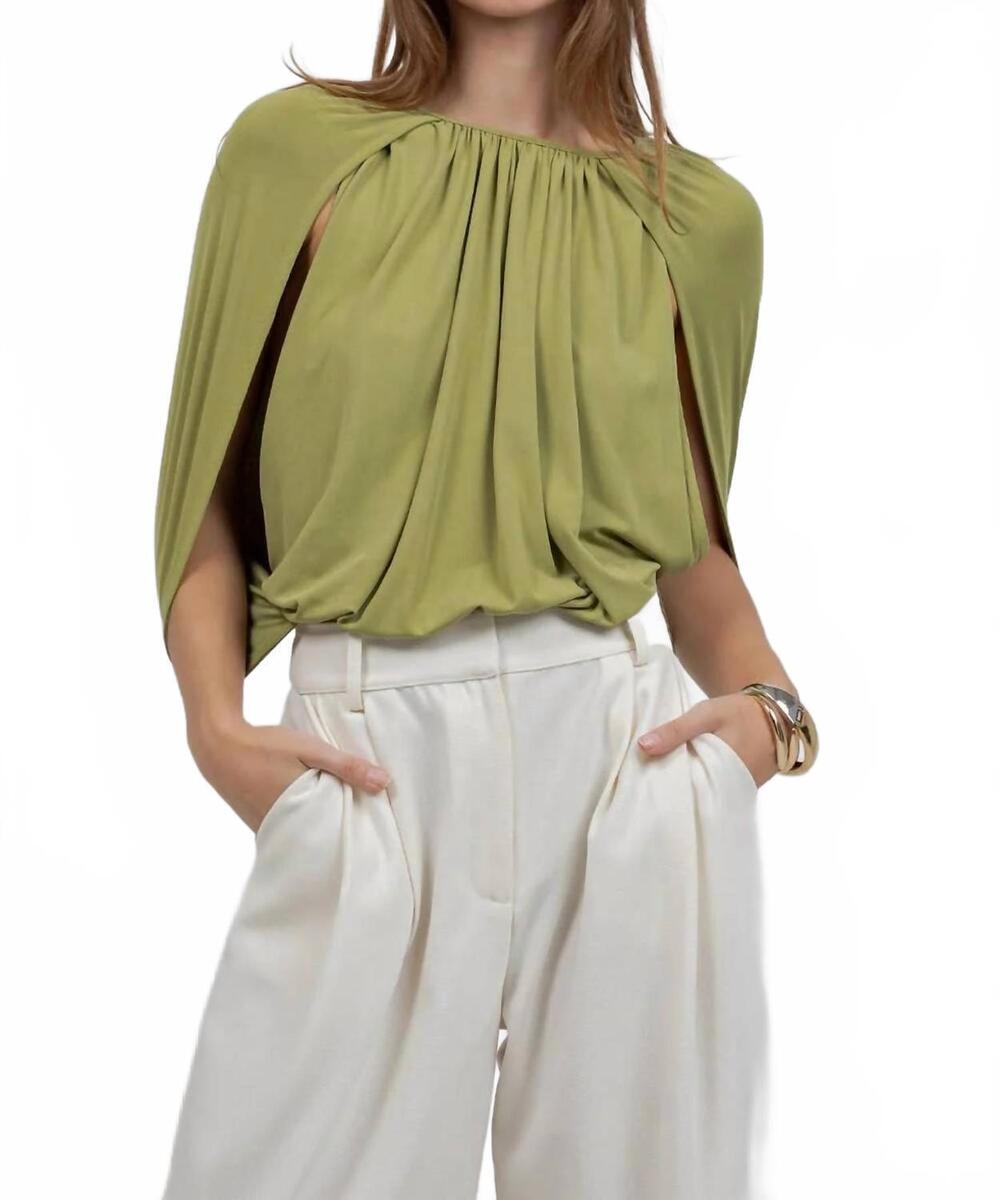 NEW WHITEROOM+CACTUS knitted sleeveless cape bodice bodysuit in lemongrass